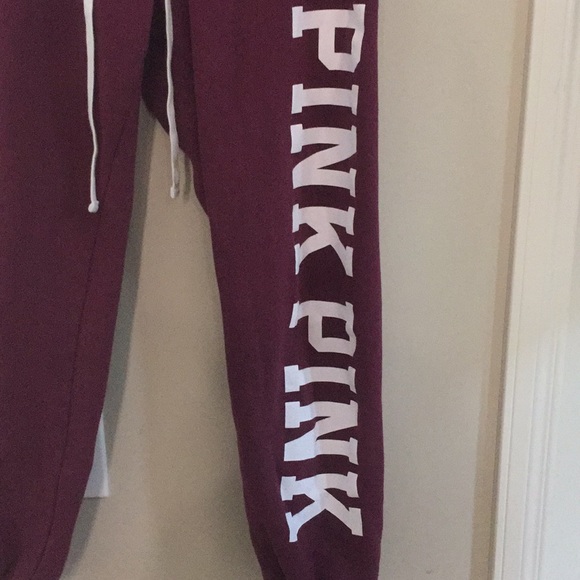 PINK Cuffed Maroon Sweatpants - Picture 2 of 3